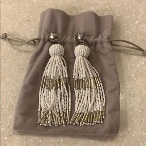 White beaded tassel earrings